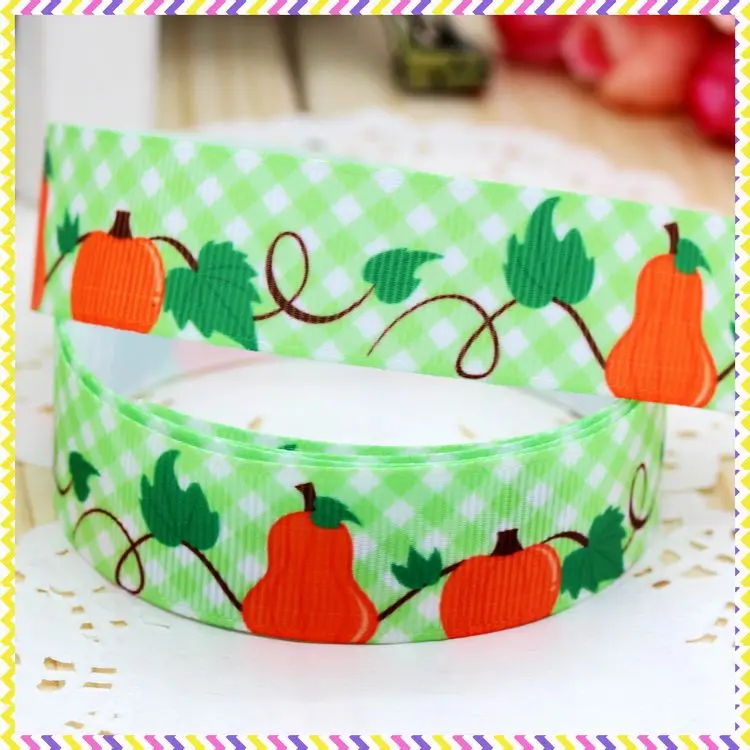 DHK 7/8 '5 ярдов тыквы куртка, для осени осень печатная корсажная лента для волос головные уборы с бантом diy вечерние украшения OEM оптовая продажа 22 мм C807