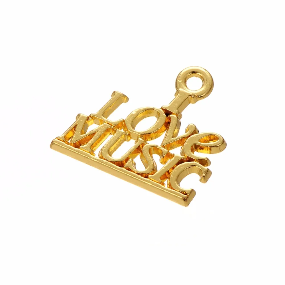 Новая мода сплав серебро/золото надпись &quotЯ люблю музыку&quot шармы аксессуары DIY