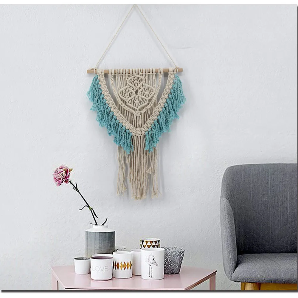 Серый макраме стены искусства ручной работы настенный гобелен с кружевной ткани