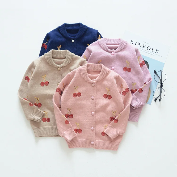 

Female Baby Blended Knitted Jacket Winter Children Sweater Girls Cardigan Girls' Lovely Cotton Sweaters