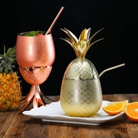 creative cocktail glass stainless steel silver rose gold cocktail juice drink champagne pineapple party barware kitchen tools