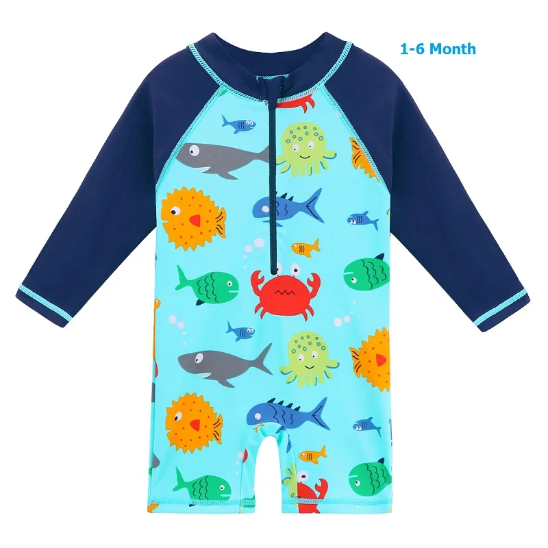 1-6 Month S271 BL BAOHULU; милый детский купальник с длинными рукавами с героями мультфильмов для мальчиков и девочек; купальный костюм для маленьких девочек; пляжная одежда для детей - Цвет: 1-6 Month S271 BL