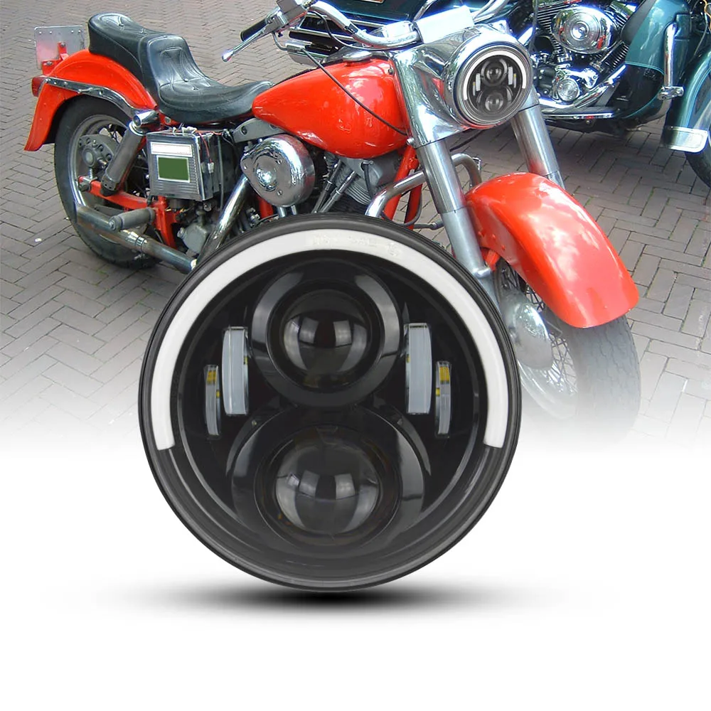 50W Black halo half " Светодиодный прожектор, светодиодный фонарь, 7 дюймов для FLSTC FLSTF FLSTFB - Цвет: 50W Black halo half