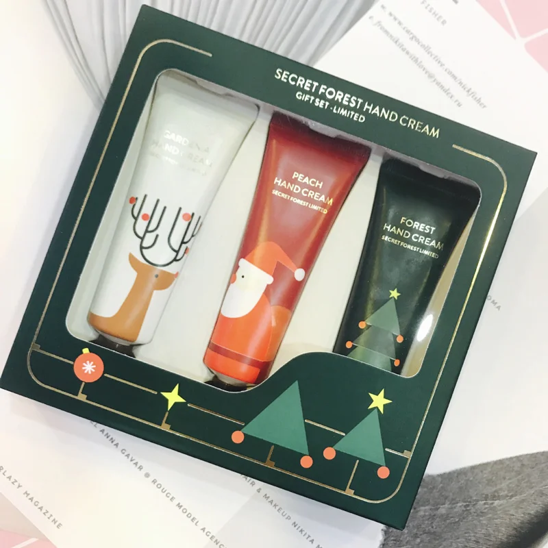 3Pcs/set Christmas gift Hand Cream Set Moisturizing Lotion Hand Scrub Whitening Nourishing Anti-chapping Hand Lotion Care Set