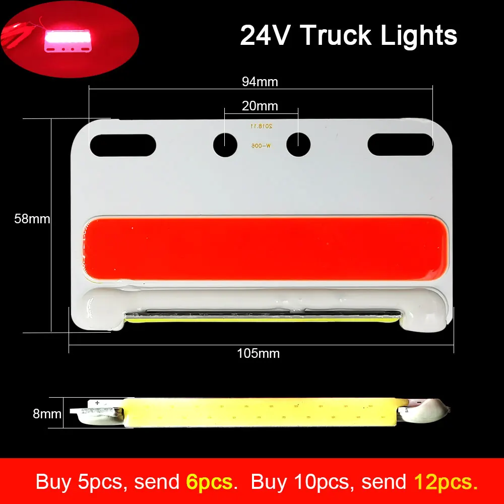 Red 1pcs 24 В COB светодиодный светильник для грузовика, боковая сигнальная лампа, Поворотный Светильник для грузовика s 5 Вт, водонепроницаемый светодиодный Предупреждение льный светильник для грузовика, ночной Светильник - Испускаемый цвет: Red 1pcs