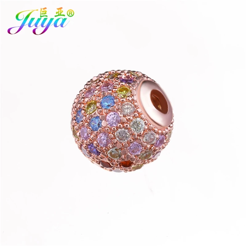 10mm Rose Colorful Juya DIY ювелирные изделия металлические бусины микро паве циркон 10 мм Starburst круглый шар бусины для женщин мужские украшения из бисера Изготовление - Цвет: 10mm Rose Colorful
