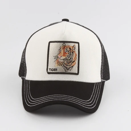 tiger white black Новая бейсбольная Кепка с вышивкой волка, мужская и женская бейсболка в стиле хип-хоп, летняя кепка с дышащей сеткой - Цвет: tiger white black