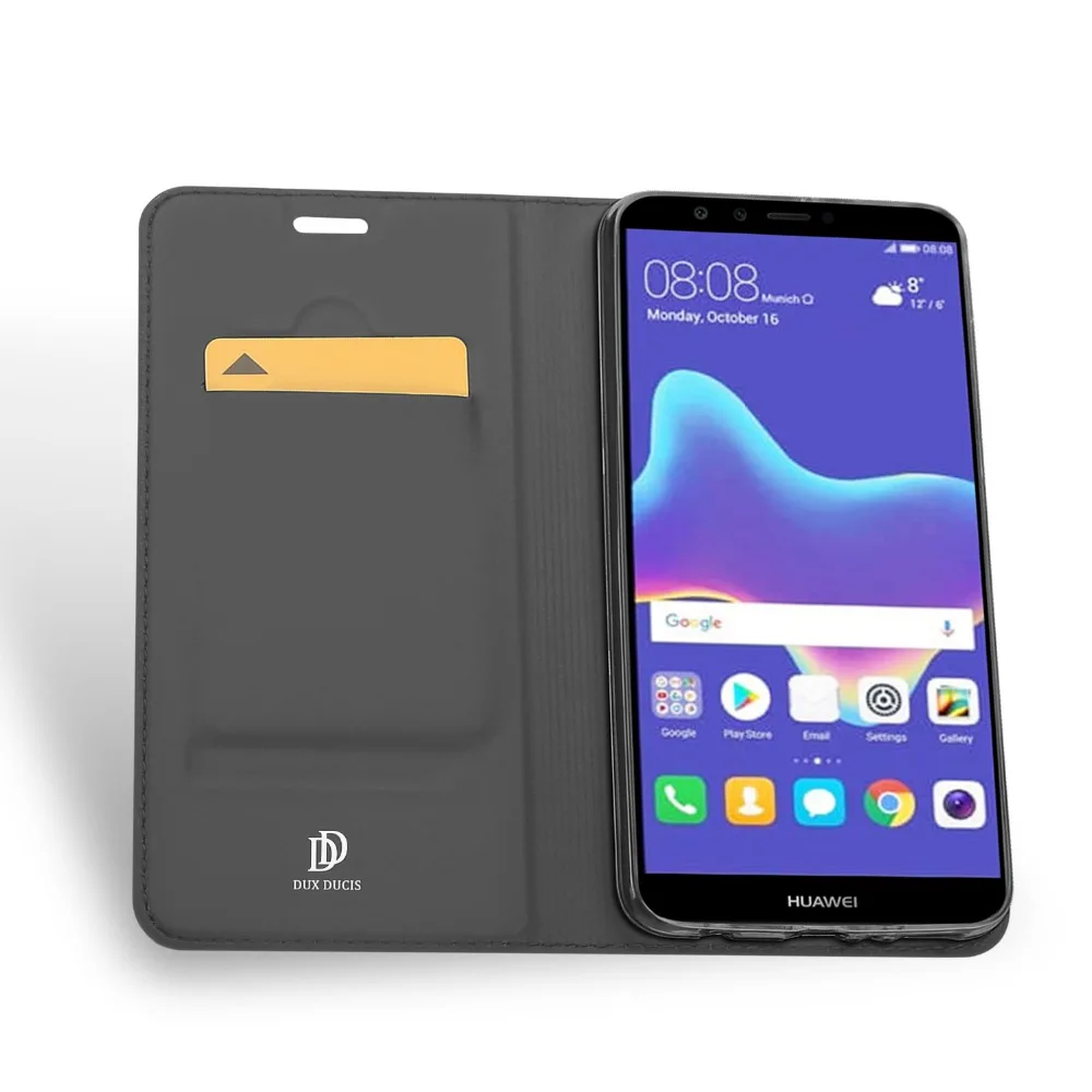 DUX DUCIS Флип кожаный чехол для huawei Y9 2018 Роскошный кошелек Стенд телефон Обложка