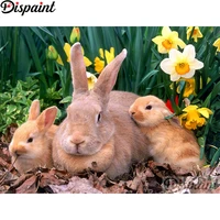 dispaint full squareround drill 5d diy diamond painting rabbit family embroidery cross stitch 3d home decor a12781