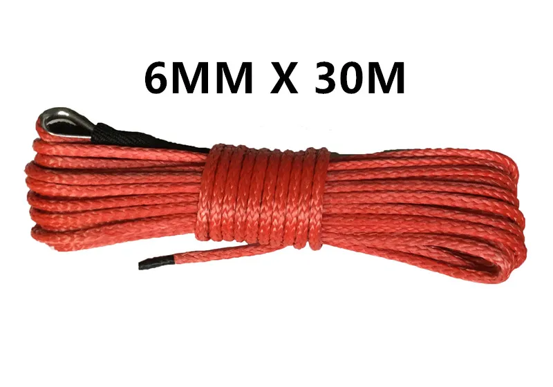 6 мм x 30 м синтетический трос лебедки кабель UHMWPE плазменной веревки с оболочкой автомобильные аксессуары