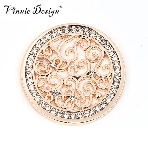 Vinnie дизайн ювелирных изделий 33 мм винтажные кудри монета с прозрачным кристаллом