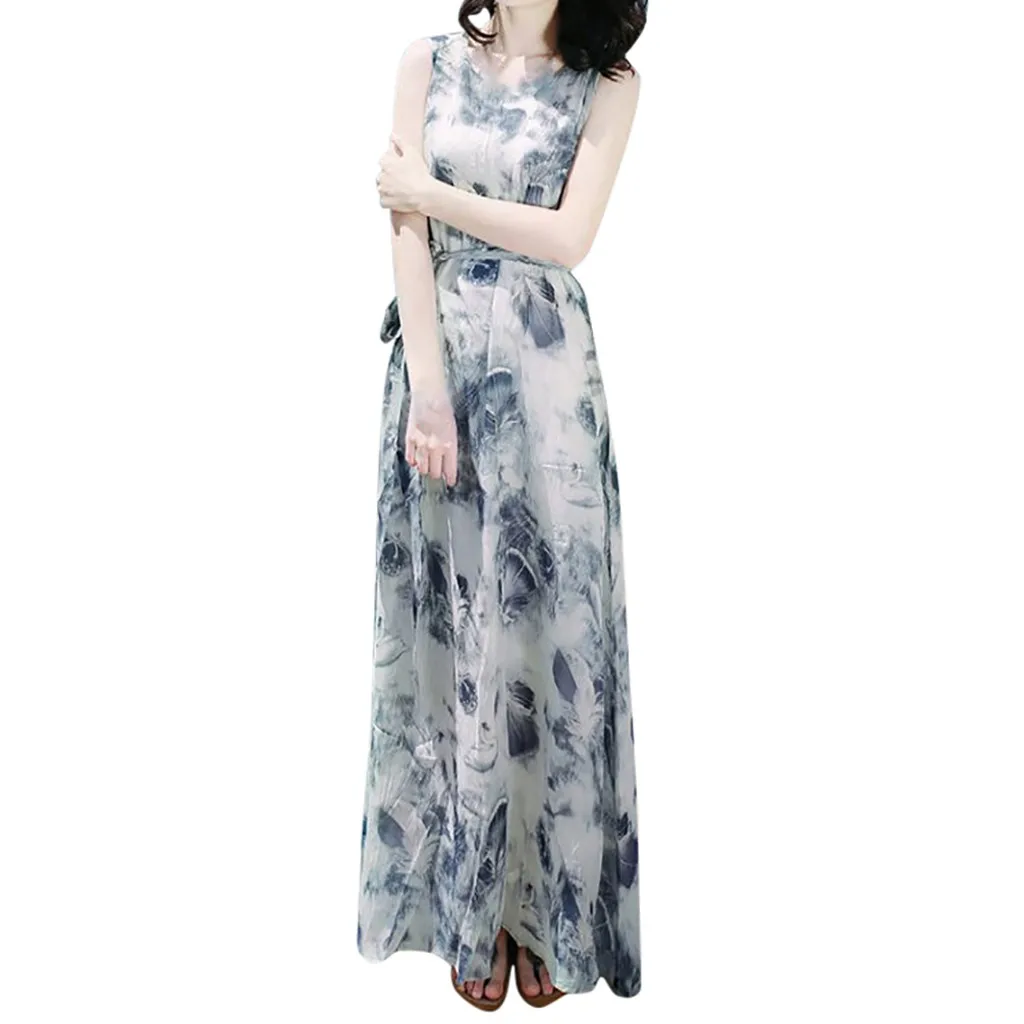 Feitong Летняя женская одежда длинное платье модное летнее Бандажное до середины