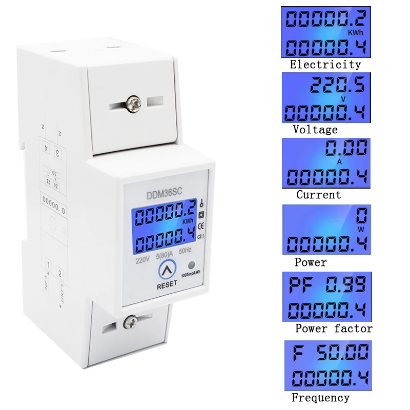 ЖК-дисплей подсветка 5-80A AC 220 V/230 V 50 HZ/60 Гц многофункциональный дисплей ленты ясно нулю Электрический счетчик энергии Мощность метр ваттметр