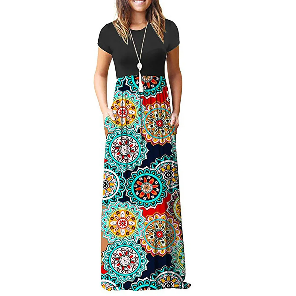 Платье женское повседневное длинное Пляжное из полиэстера с длинным рукавом и