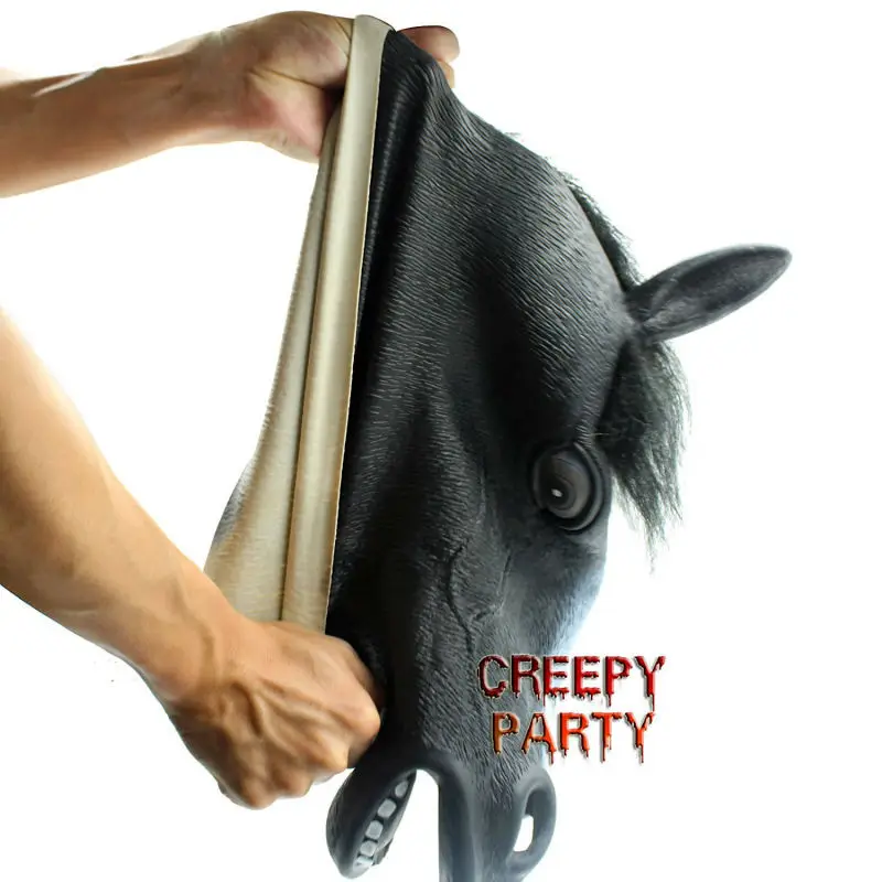 Черная маска для лошадиной головы Новинка костюм на Хэллоуин из латекса Маска