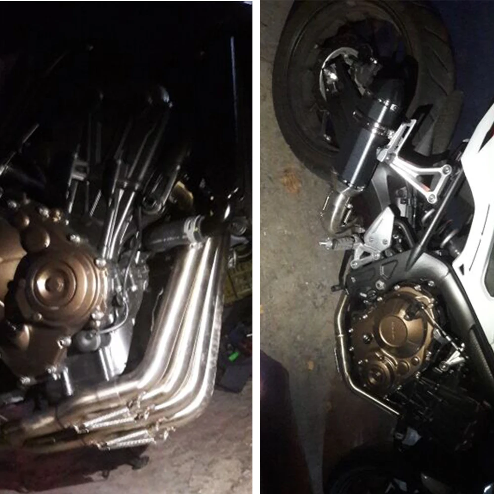 

Alconstar-Stainless Steel Motorcycle Exhaust Full System Middle Link Pipe Escape Moto for Honda CBR650F CBR650 CB650F Racing