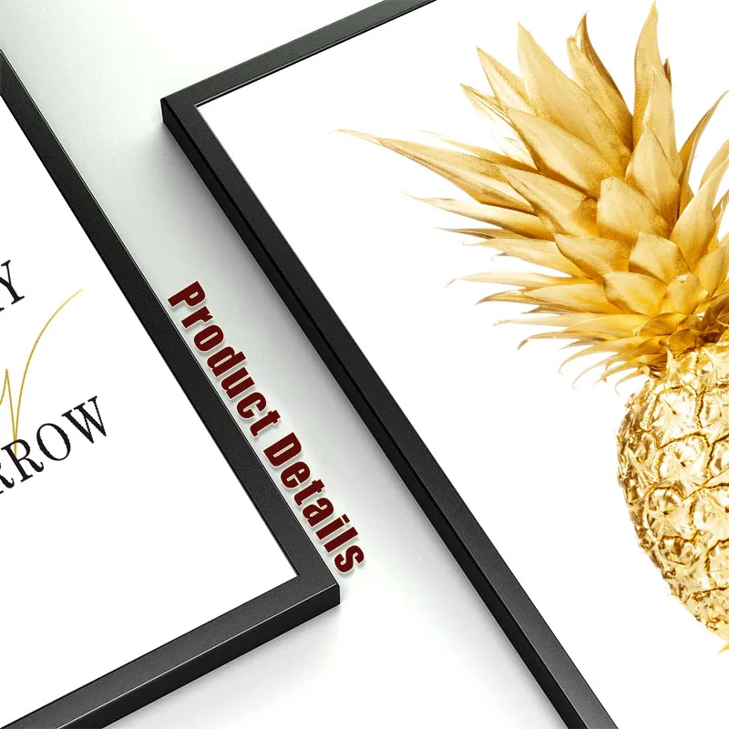 Настенная Картина на холсте желтое золото ананас минималистичный постер в