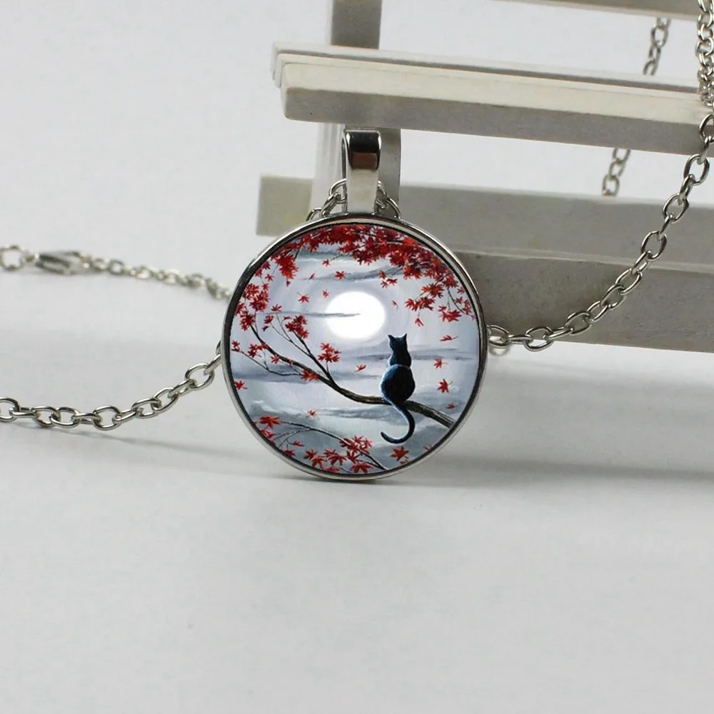 

2018 new 3 color fashion cat crystal glass pendant necklace jewelry