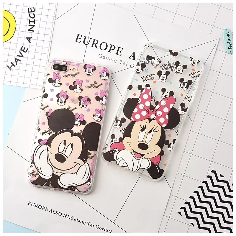 New cute cartoon mickey mime silicone transparent TPU case Covers For iphone 6 s 6plus 6splus 7 7plus free shopping |