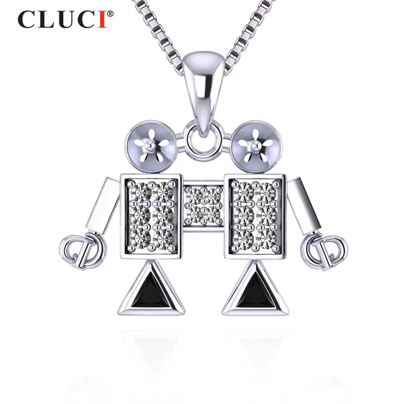 

Серебряные Подвески CLUCI в форме робота 925 пробы, Подвеска для женщин, ожерелье из стерлингового серебра с цирконием и жемчугом, блестящие ювелирные изделия, SP399SB