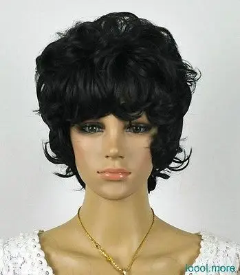 Красивая черный короткие вьющимися женского косплей ( B0324 )|wig piece|wig yellowwig updo |