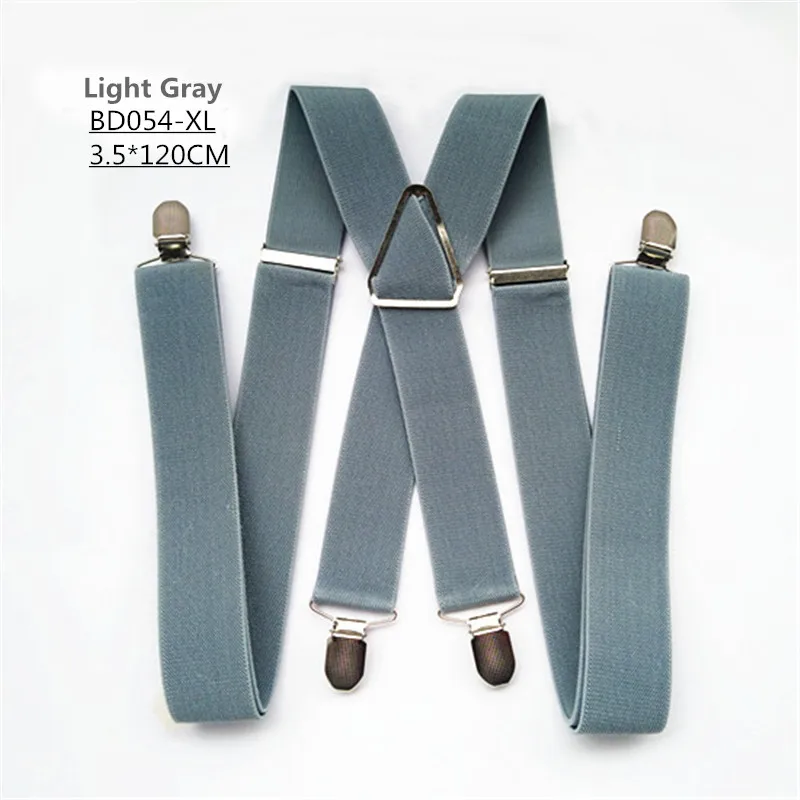 light grey-120cm Vomint, одноцветные подтяжки унисекс для взрослых, мужские, XL, большой размер, 3,5, ширина, 4 зажимы подвески, регулируемые эластичные женские подтяжки X Back - Цвет: light grey-120cm