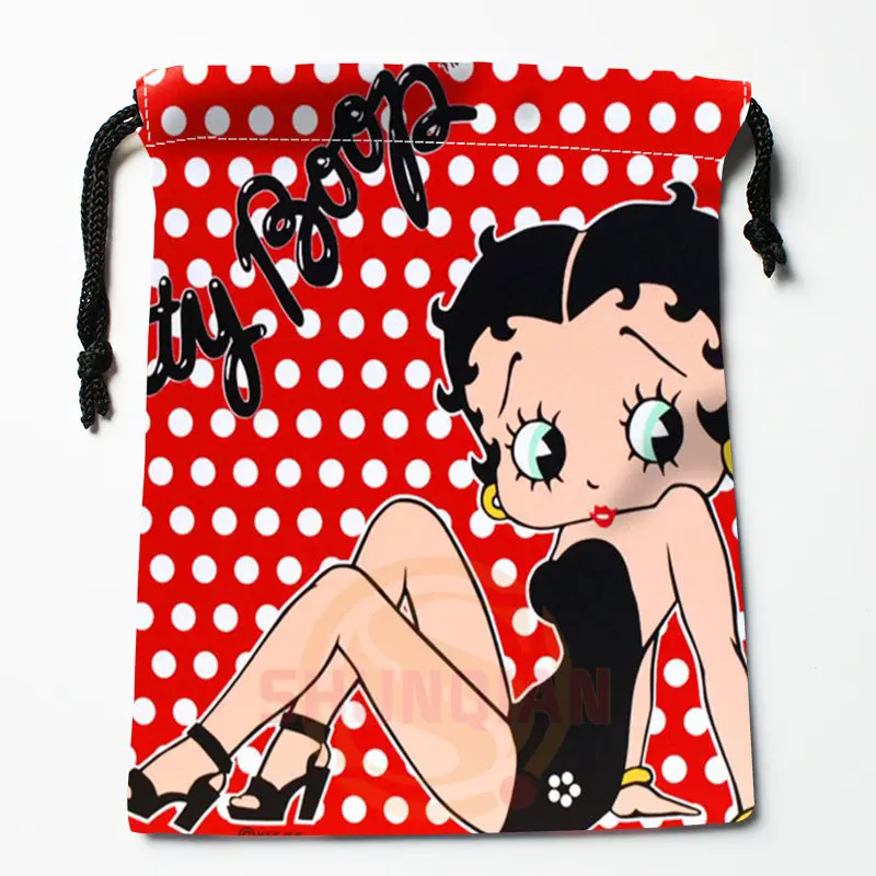 Новая сумка для хранения с принтом Betty Boop, 27x35 см, сатиновые сумки со шнурками, компрессионные сумки, индивидуальные подарки для вашего образа - Цвет: 10