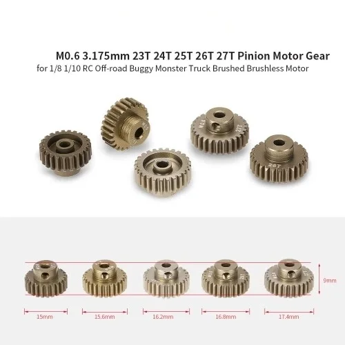 Шестерня двигателя M0.6 3 175 мм 23T 24T 25T 26T 27T 0 6 для 1/8 1/10 RC внедорожников багги