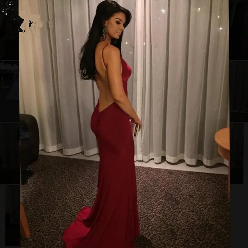 Сексуальное Бордовое платье для выпускного вечера с глубоким v образным вырезом