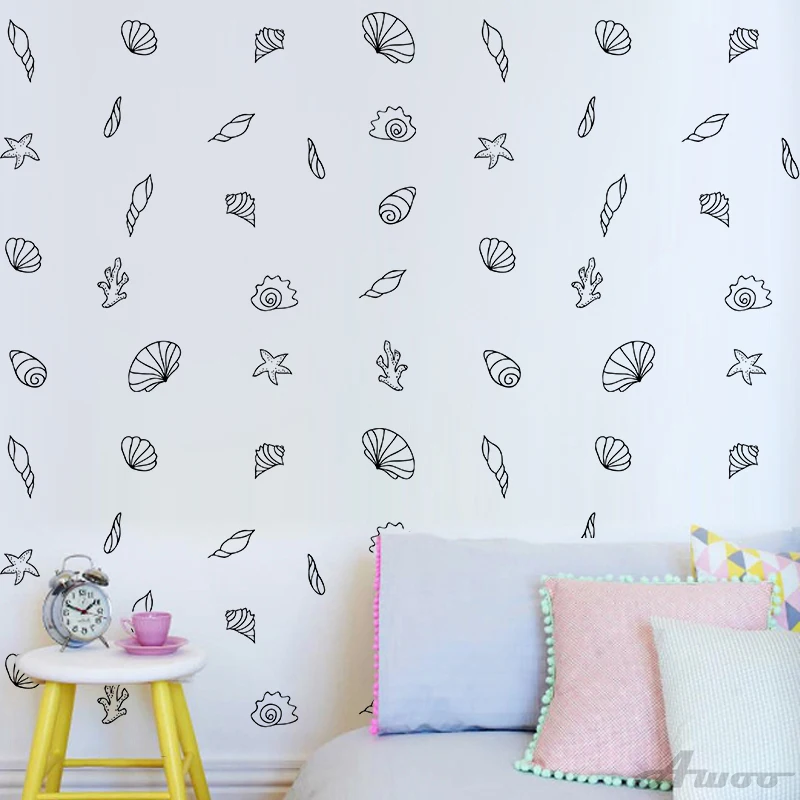 Новинка креативная мультяшная Настенная Наклейка морской ракушки сделай сам