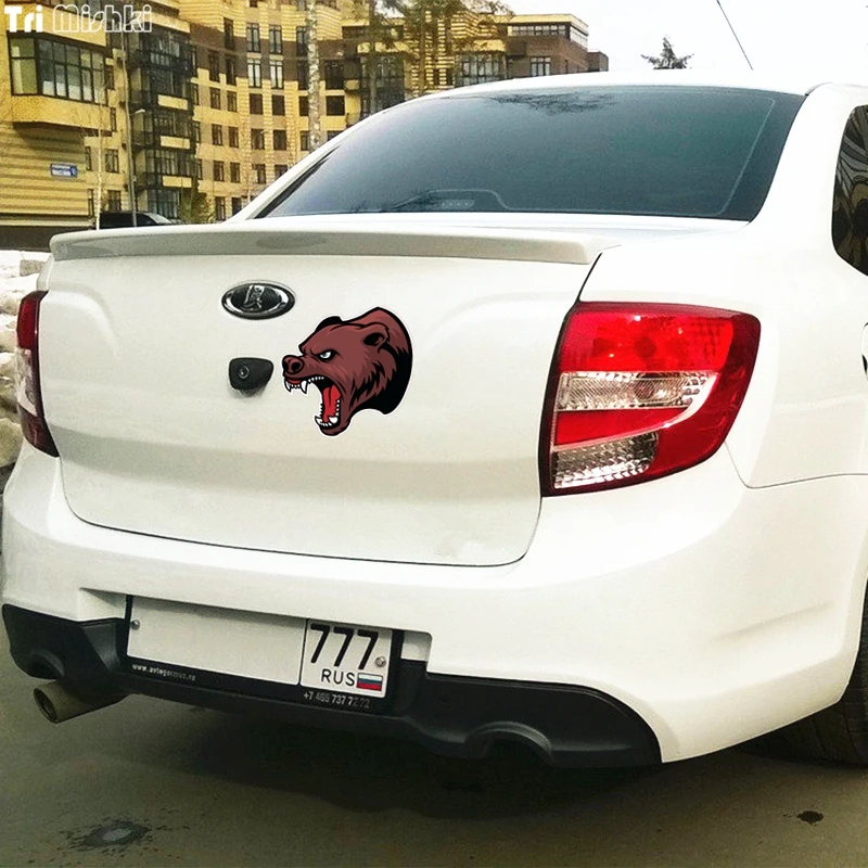 Tri Mishki WCS125 14*14 см коричневый angry grizzly с рисунком головы медведя забавная наклейка
