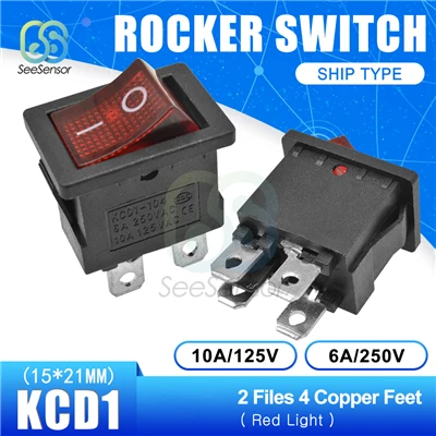 ON-OFF 4pin 5Pcs/lot KCD1 Rocker Switch Power Switch ON-OFF 2 Position ON-OFF-ON 3 Position 2Pins 3Pins 4Pins 6Pins 6A 250VAC/ 10A 125VAC - Цвет: ON-OFF 4pin