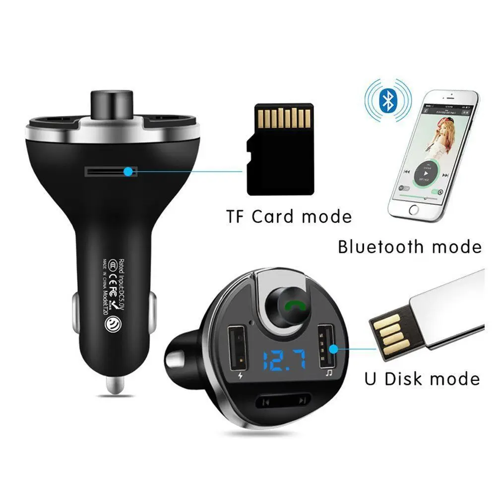 Fm-передатчик Aux модулятор Bluetooth автомобильное зарядное устройство комплект громкой связи аудио MP3 плеер 3.4A Dual USB быстрая зарядка для мобильных телефонов
