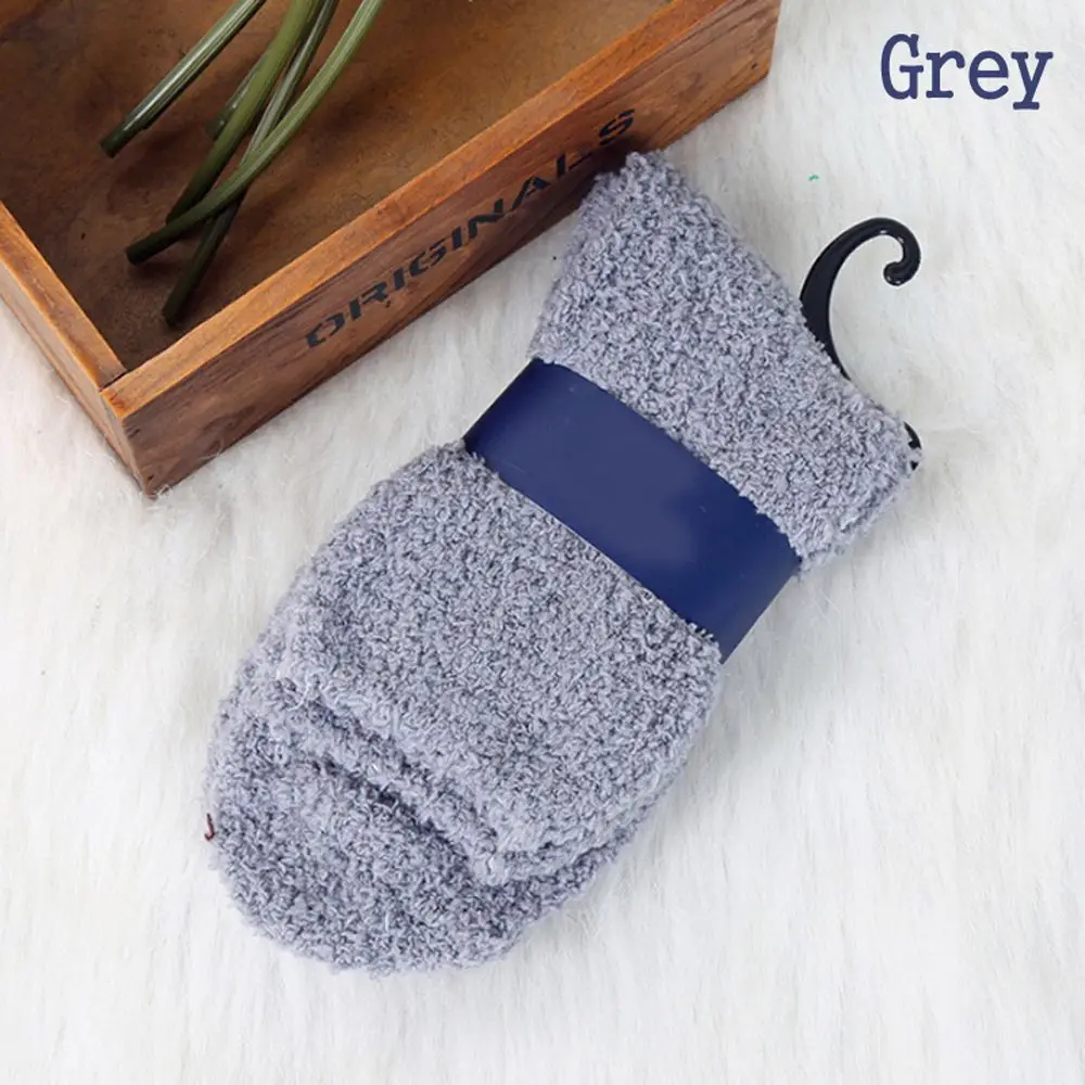 Grey 1 пара новая мода Повседневное коралловые бархат Однотонная одежда теплые зимние Для мужчин мягкие удобные пушистые уютный кровать короткие аксессуары для носков - Цвет: Grey