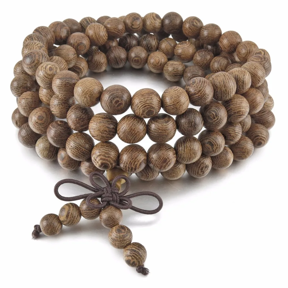 

Men,Women's 8mm Wood Bracelet Link Wrist Necklace Chain Tibetan Buddhist Grey Beads Prayer Free Shipping