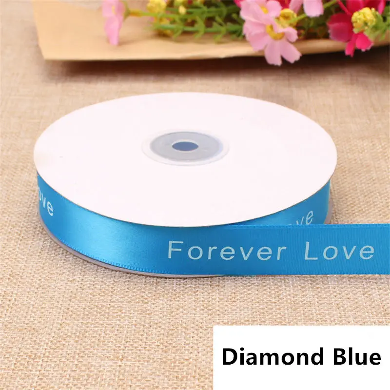 Diamond Blue Высокое качество 2 см ширина Полиэфирная Лента печатная романтическая Цветочная на День святого Валентина упаковка подарок торт магазин Свадебная лента Материал - Цвет: Diamond Blue