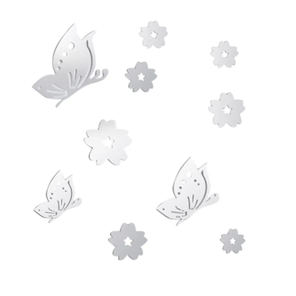 Acrylic wall Mirror sticker 3D Butterfly Combination Effect Wall Sticker Decal Home Decor maison Stickers 3d F451222 | Дом и сад