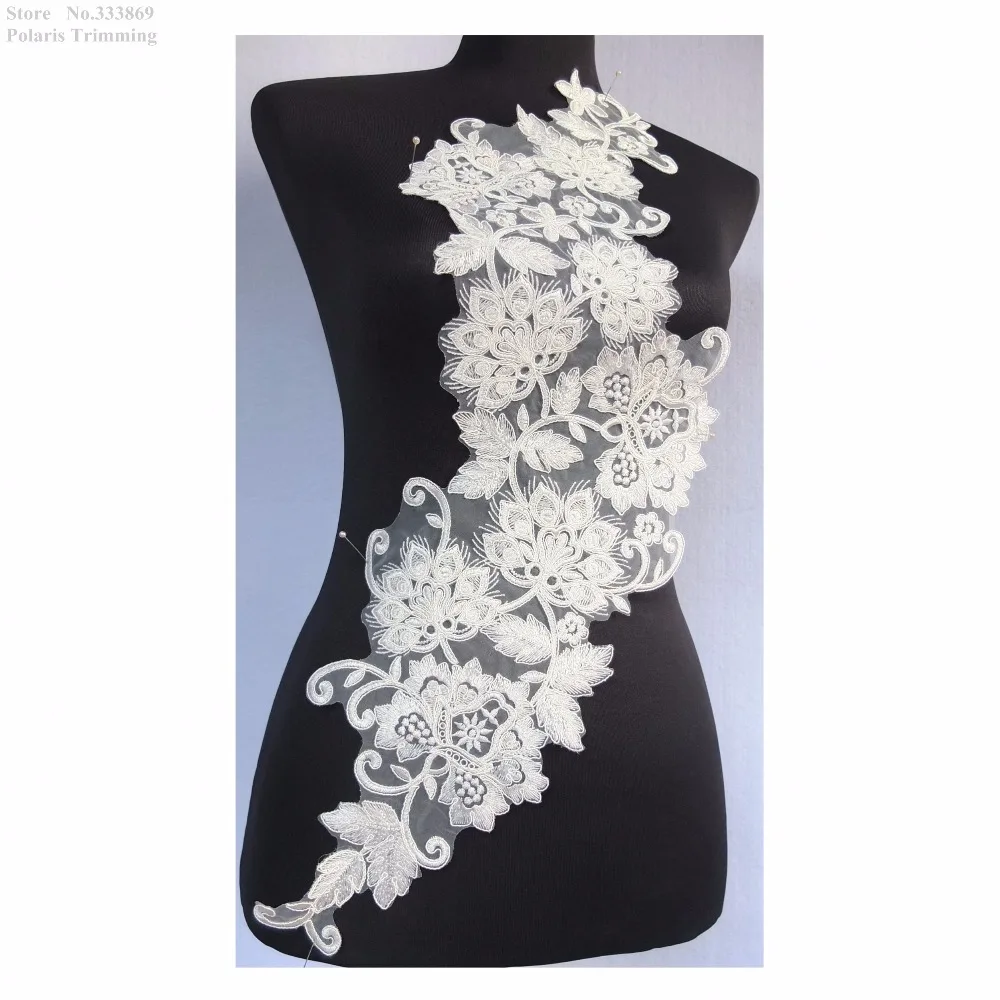 Бесплатная доставка 1 шт. аппликация кружевная отделка из цветов слоновой