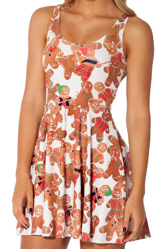 NOUVEAU 2019 Sexy Fille Femmes au Pays Des 3D Cookie Impressions Sans Manches Patineur Robe Plus La Taille factory Outlet | Женская