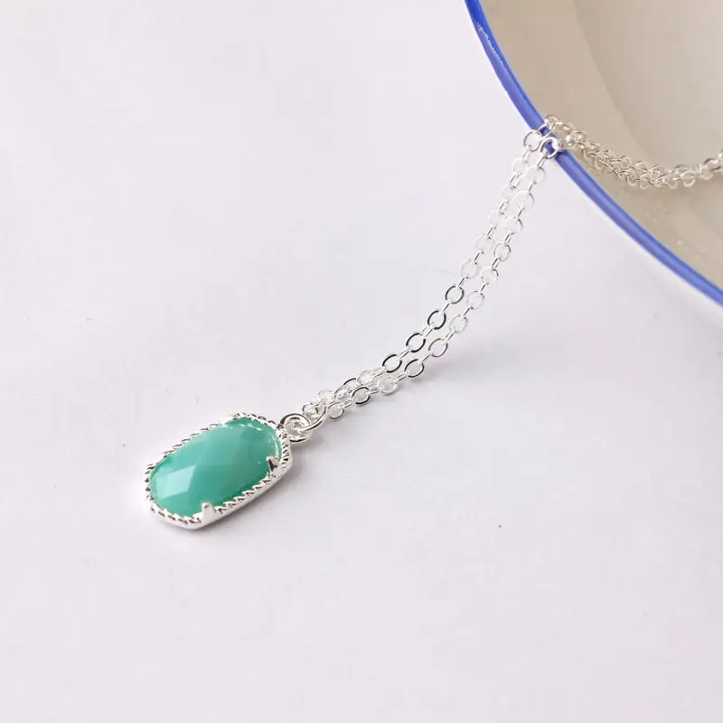 Silver Turquoise Золотая цепочка, вертикальное мини овальное колье, ожерелье для женщин, модное, известный бренд, ювелирное изделие, Осеннее Ожерелье - Окраска металла: Silver Turquoise
