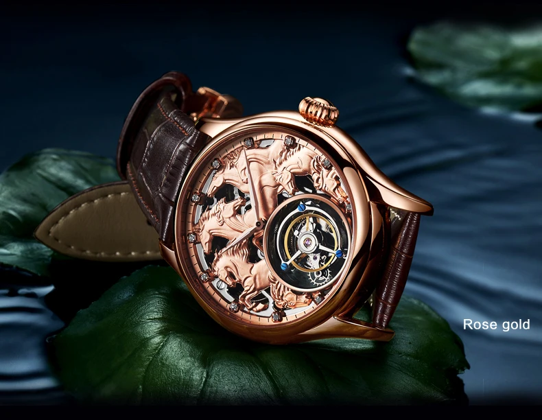 Tourbillon механические часы мужские Лидирующий бренд часы сапфировые зеркальные оригинальные ручные обмотки полый ход Мужские t Horse часы 24K позолоченные
