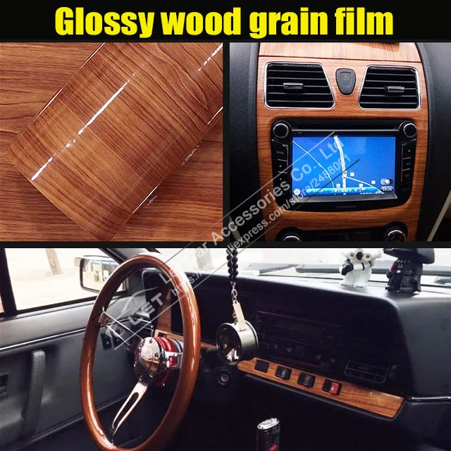 

10/20/30/50X152CM Glossy Wood Grain Car Sticker Waterproof Vinyl Film DIY Automobiles Interior Decoration Furniture Decal