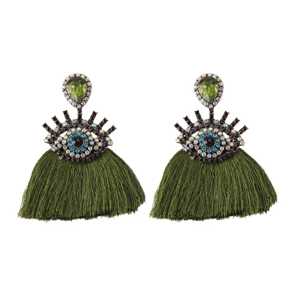 Best lady Boho модные серьги с кисточками для женщин Свадебные винтажный геометрический вечерние бахромой массивные серьги-капельки многоцветные подарки - Окраска металла: Green 1