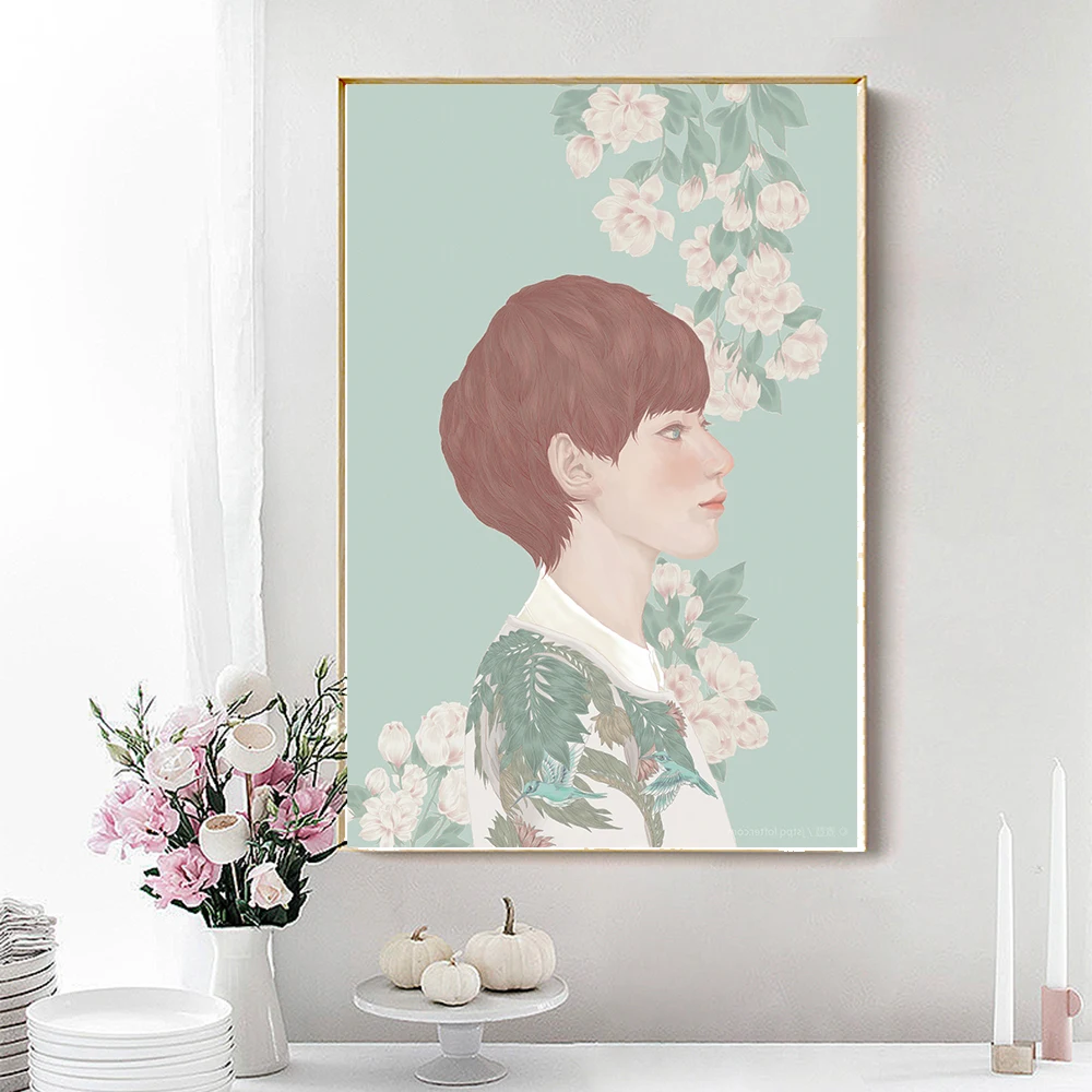 Настенная картина Мальчик с абстрактными цветами|Рисование и каллиграфия| |