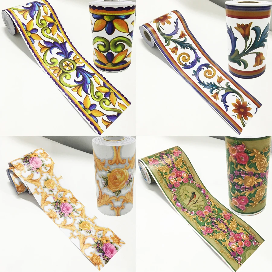 Самоклеящаяся Настенная Наклейка с тотемным цветком 10 м талия линия обои границы