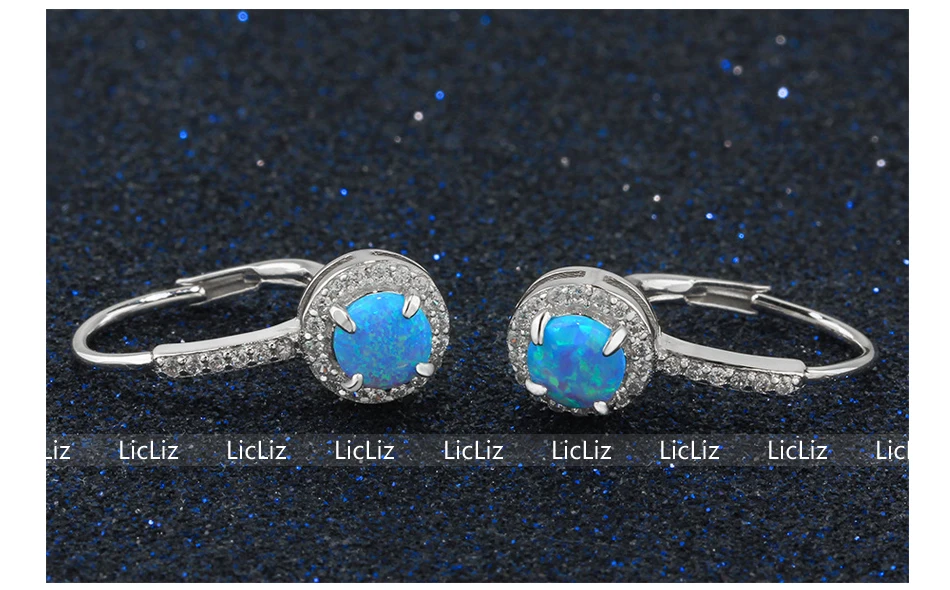 LicLiz, 925 пробы, серебряные, синие, опаловые серьги-кольца, женские, пирсинг, круглые серьги-обручи, кубический цирконий, петля, серьги Huggie, LE0394