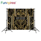 Фон для фотосъемки Funnytree Великий Гэтсби тематическая вечеринка на день рождения, золотой и черный фон для фотостудии