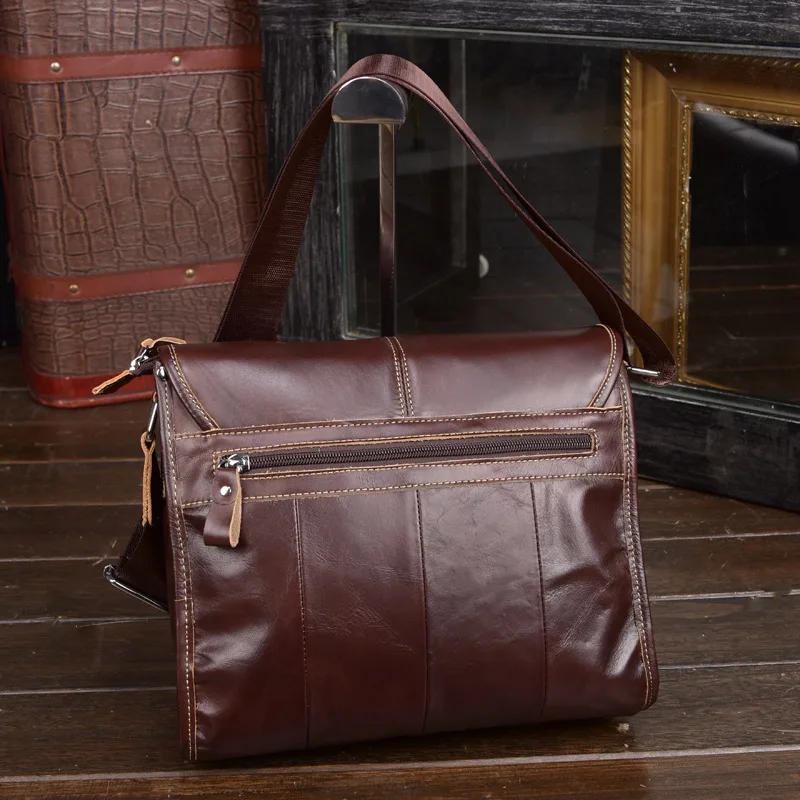 Мужская сумка из натуральной кожи Повседневная через плечо сумка-мессенджер с