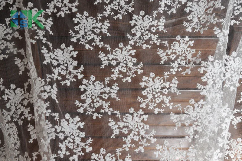 1 yard Lace 2016 New white Floral cotton embroidered lace fabric organza mesh fabrics 130cm wide Free shipping | Дом и сад