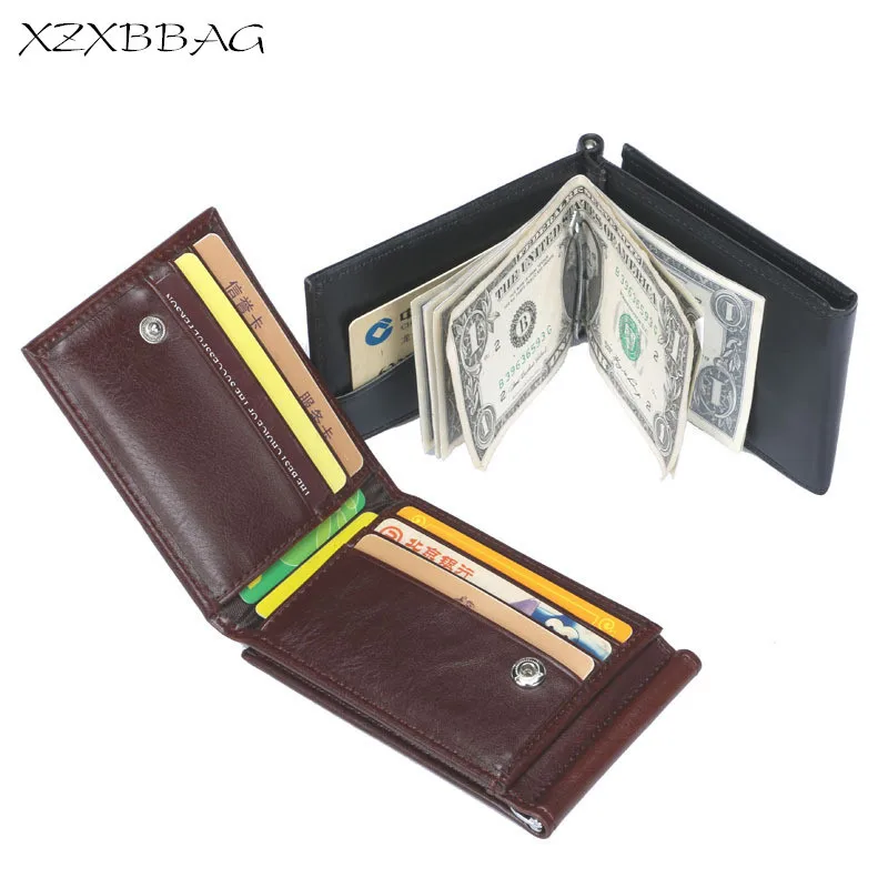 XZXBBAG Мужская мода застежка короткие Зажимы для денег три складки больше
